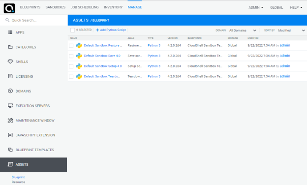 Scripts Management Page